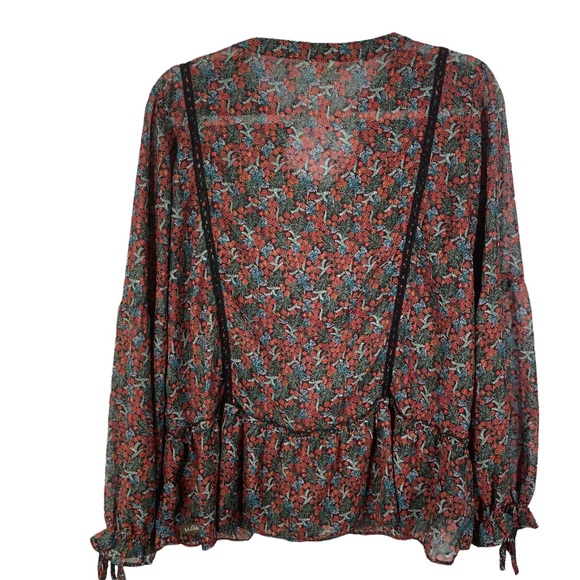 Matilda Jane Flowy Peasant Coral Blouse Tunic size Large - Picture 3 of 9